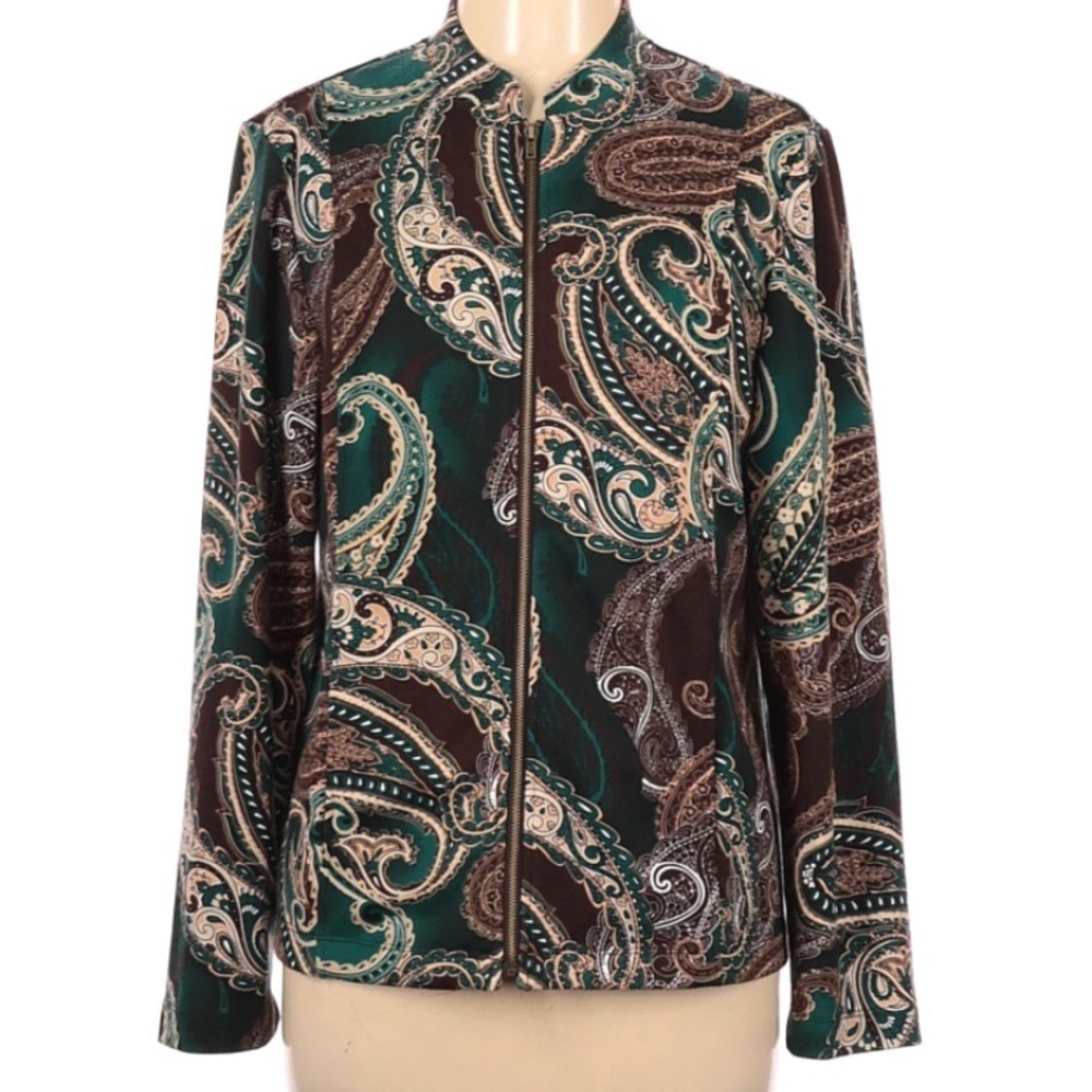 Chico’s Paisley Zip Front Jacket Boho Whimsigoth Artsy Equestrian Baroque Large